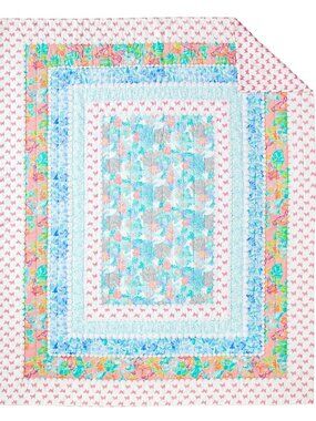 Lilly Pulitzer Patchwork Border Quilt Full / Queen Multi Color Butterfly NWT